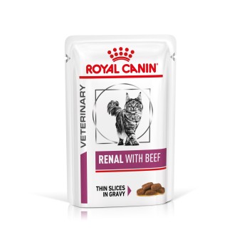 ROYAL CANIN Veterinary RENAL RIND Nassfutter für Katzen 12 x 85 g (Frischebeutel)