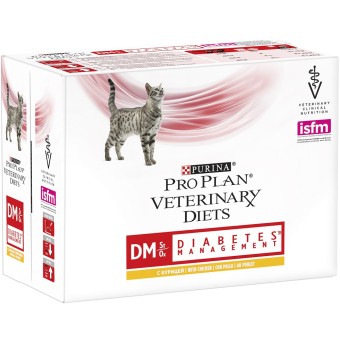 Purina PRO PLAN Veterinary Diets DM St/Ox Diabetes Management Katze Frischebeutel Rind 10x85g 