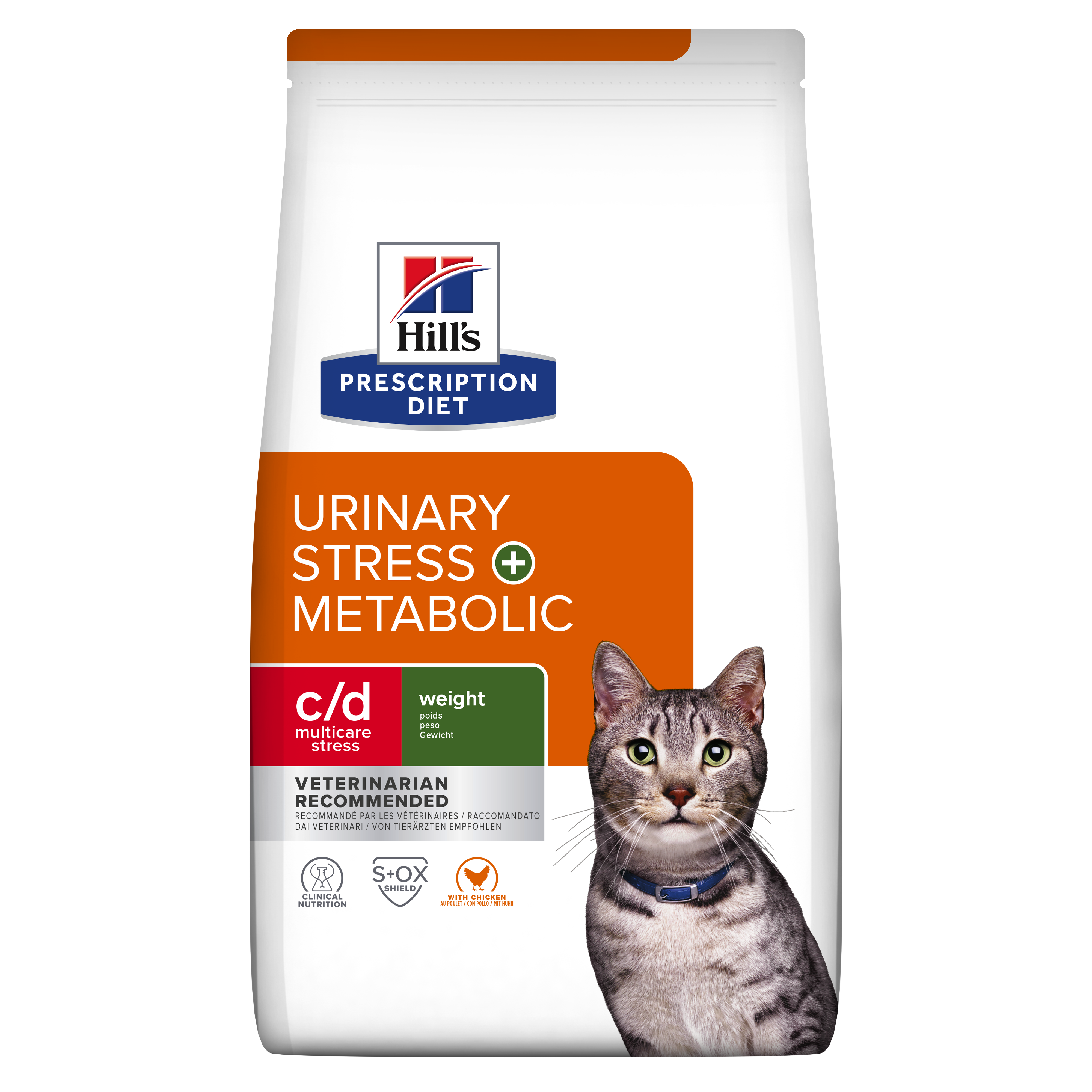 Hills Feline c/d Multicare Stress + Metabolic Huhn Trockenfutter 8 kg (Katze)