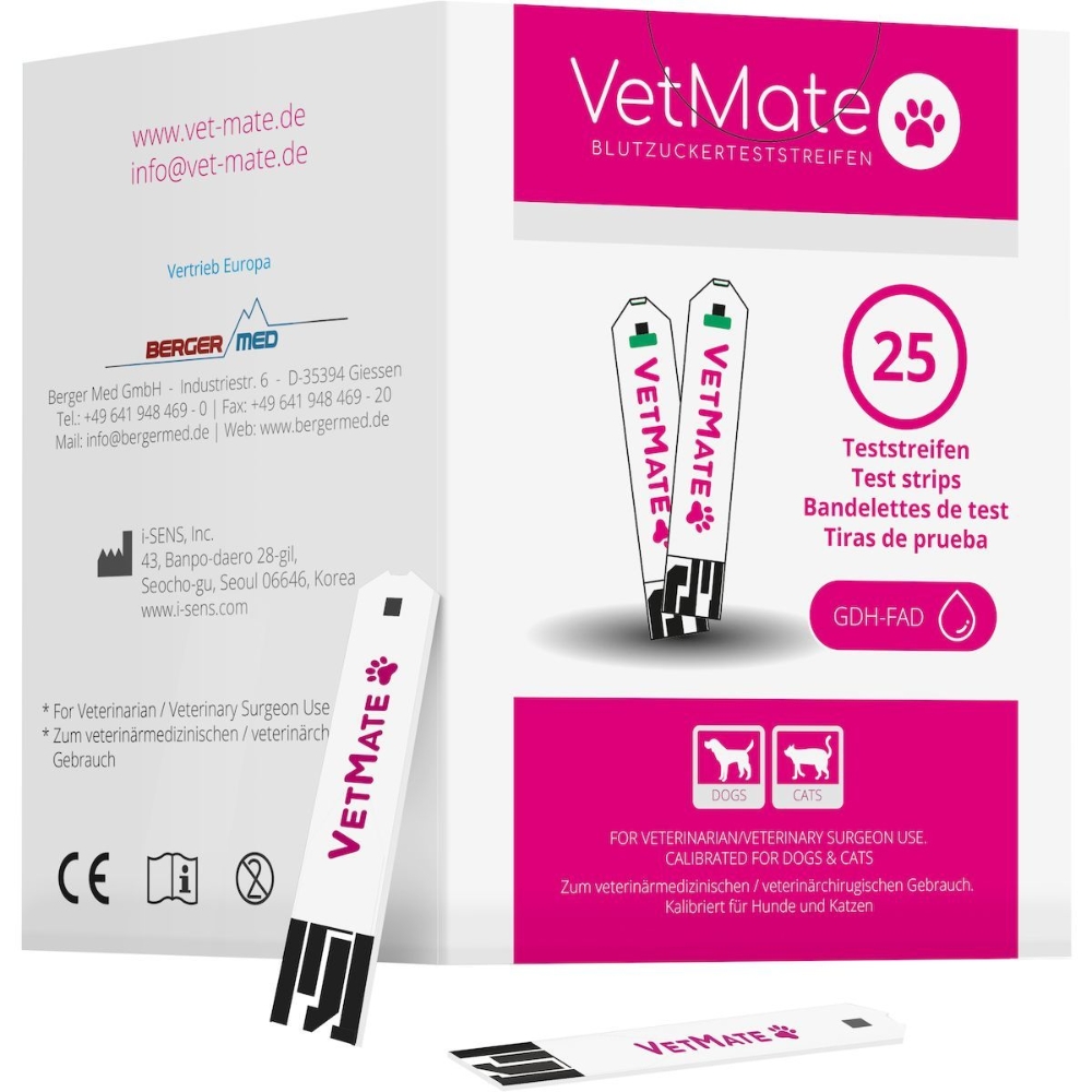 VetMate Blutzuckerteststreifen für Katzen und Hunde 