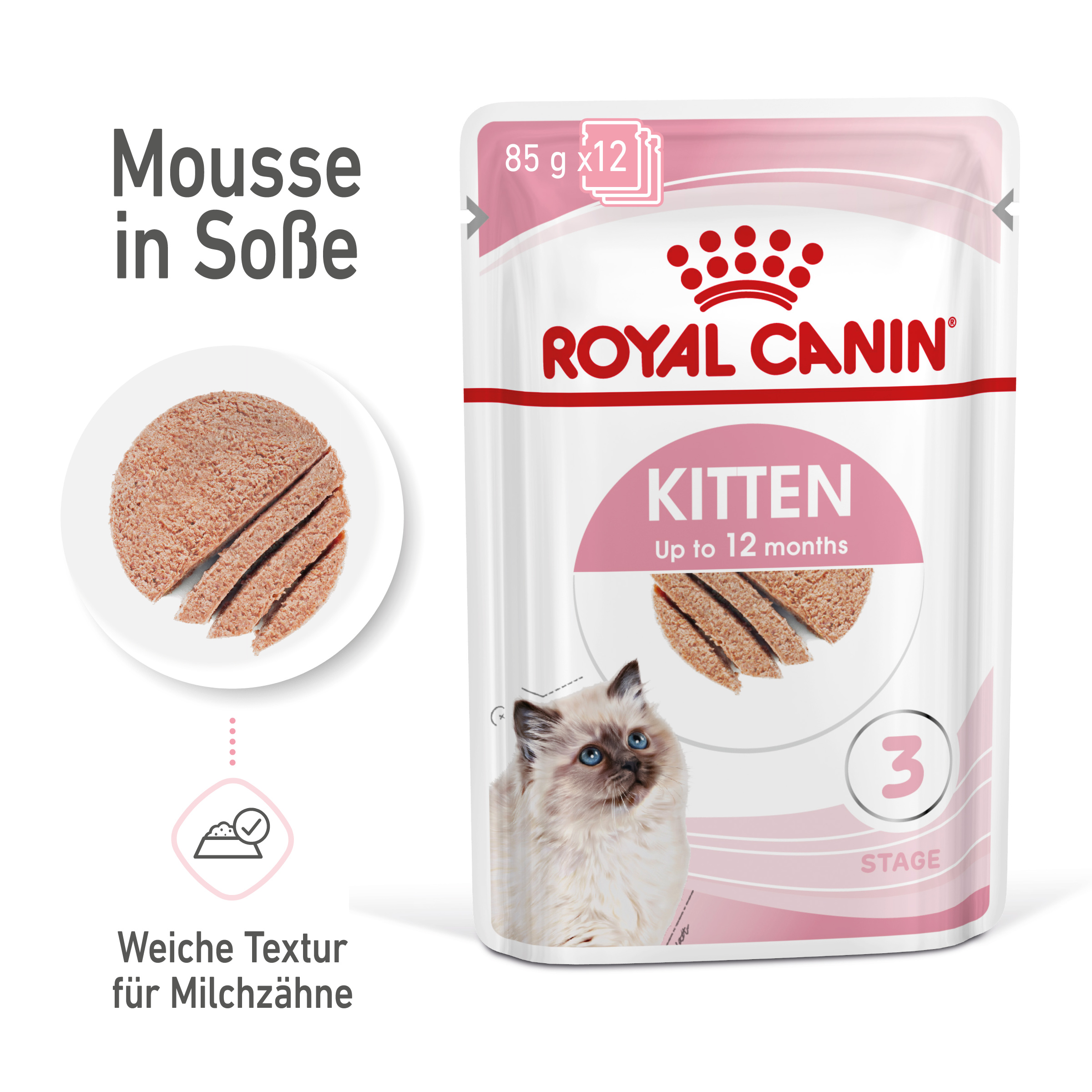 ROYAL CANIN KITTEN Nassfutter in Mousse für Kätzchen 12 x 85 g 