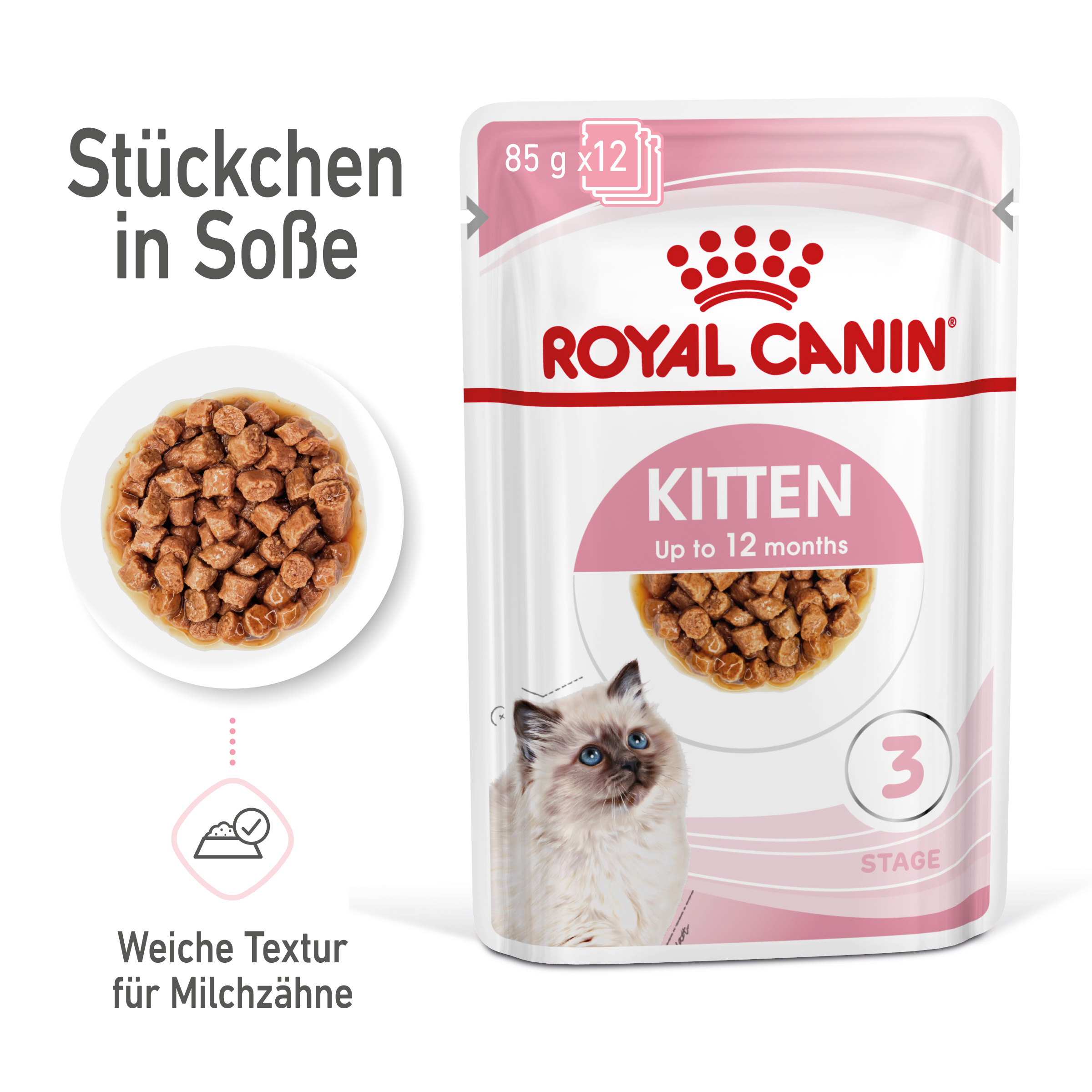 ROYAL CANIN KITTEN Nassfutter in Soße für Kätzchen 12 x 85 g 